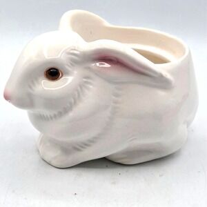 VINTAGE 70s  Avon BUNNY CERAMIC PLANTER Candle Holder Hand Painted Brazil Easter